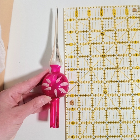 Vintage 50s Shiny Brite German Mercury Glass Hot Pink Christmas Tree Topper - Picture 7 of 8